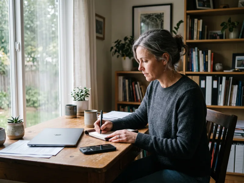 Business owner at her desk reviewing leads