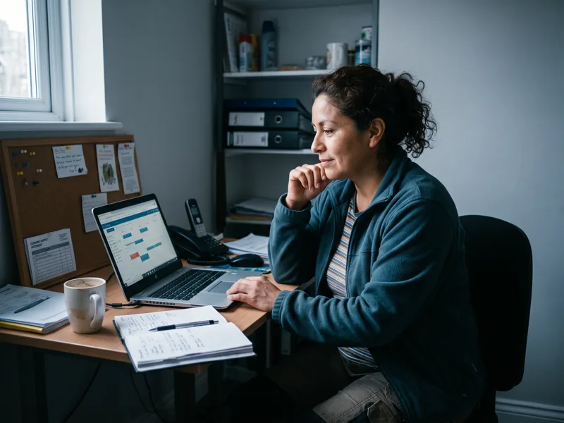 Home services business owner working at her desk